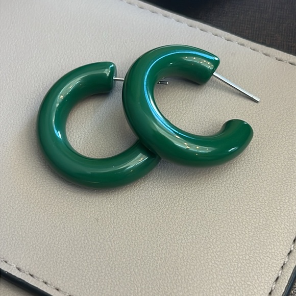 Green Acrylic Hoop Earrings - Picture 1 of 4